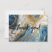Blauw goud en wit marmer Dank u Kaart (Voorkant)