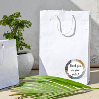 Blauw goud en wit marmer Dank u Ronde Sticker