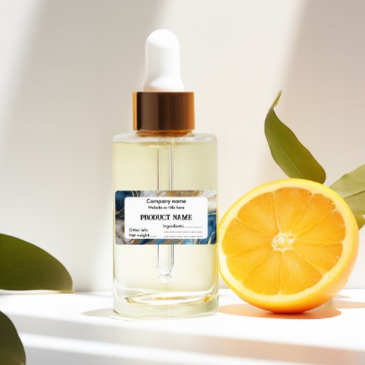 Blauw goud en wit marmer etiket