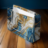 Blauw goud en wit marmer groot cadeauzakje