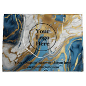 Blauw goud en wit marmer groot cadeauzakje (Voorkant)