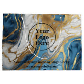 Blauw goud en wit marmer groot cadeauzakje (Achterkant)