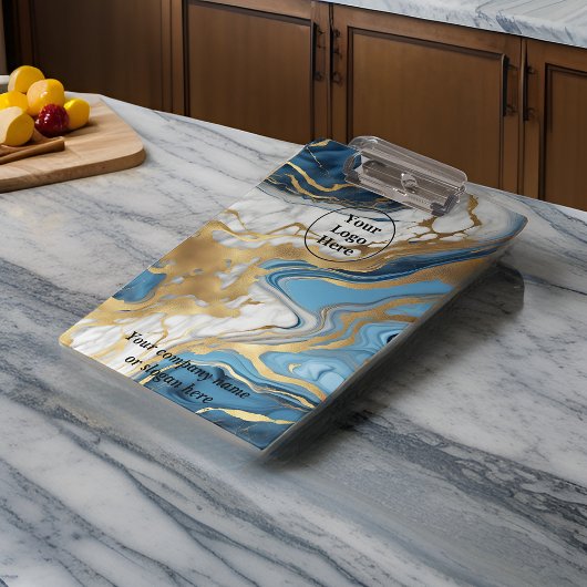 Blauw goud en wit marmer klembord