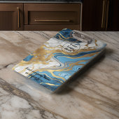 Blauw goud en wit marmer klembord