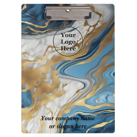 Blauw goud en wit marmer klembord (Voorkant)