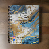 Blauw goud en wit marmer notitieboek