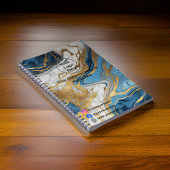 Blauw goud en wit marmer notitieboek