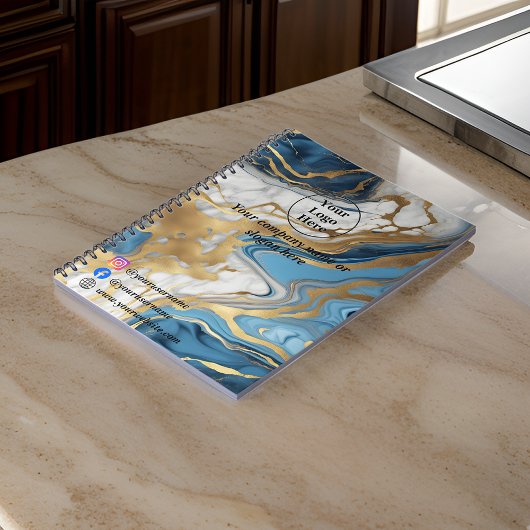 Blauw goud en wit marmer notitieboek
