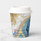 Blauw goud en wit marmer papieren bekers (Achterkant)