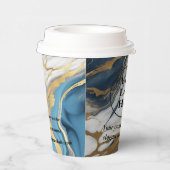 Blauw goud en wit marmer papieren bekers (Rechts)