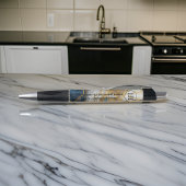 Blauw goud en wit marmer pen
