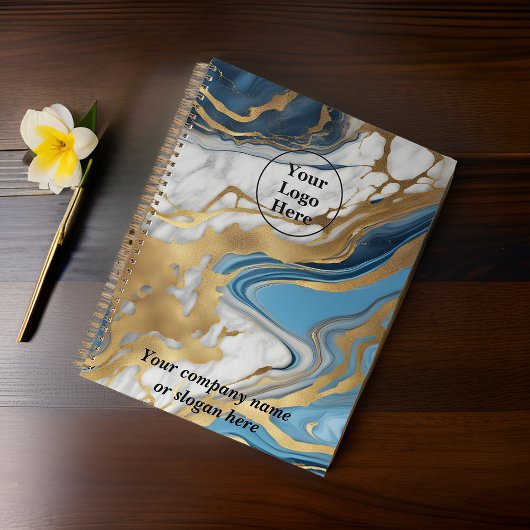 Blauw goud en wit marmer planner