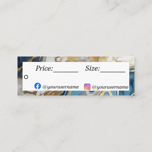 Blauw goud en wit marmer Prijs Label (Achterkant)