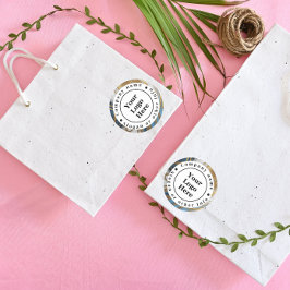 Blauw goud en wit marmer ronde sticker