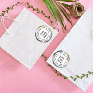 Blauw goud en wit marmer ronde sticker