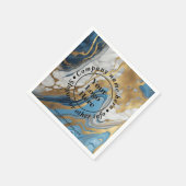 Blauw goud en wit marmer servet (Hoek)