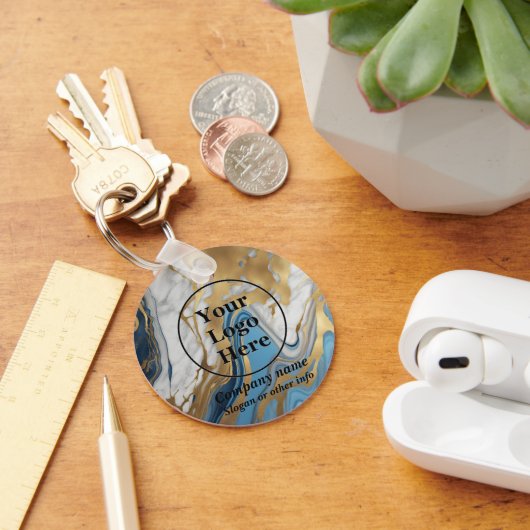 Blauw goud en wit marmer sleutelhanger (Bureau)