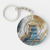Blauw goud en wit marmer sleutelhanger (Voorkant)
