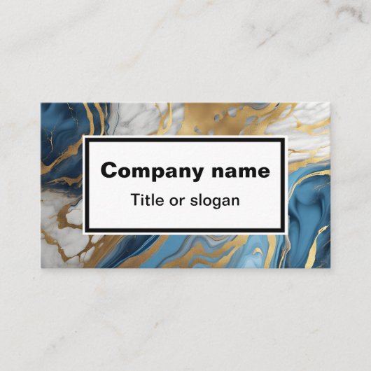 Blauw goud en wit marmer Visitekaartje (Voorkant)