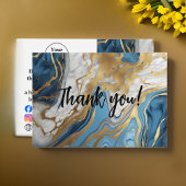 Blauw goud en wit marmeren bedankkaart