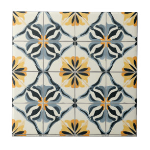 Blauw Goud en Wit Patroon Keramische Tegels Tegeltje