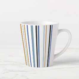 Blauw Goud en Wit Strand Kleur Strepen Latte Mok