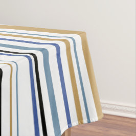 Blauw Goud en Wit Strand Kleur Strepen Tafelkleed