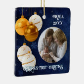 Blauw, goud en witte kerst keramisch ornament (Rechts)