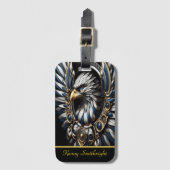 Blauw Goud en Zilveren Adelaar Bagagelabel (Voorkant (verticaal))