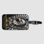 Blauw Goud en Zilveren Adelaar Bagagelabel (Voorkant (horizontaal))