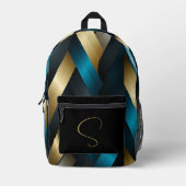 Blauw, goud en zwart custom backpack bedrukte rugzak (Voorkant)