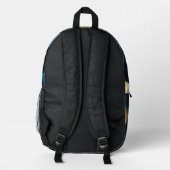 Blauw, goud en zwart custom backpack bedrukte rugzak (Achterkant)