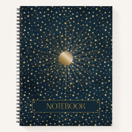 Blauw goud etherisch astrologisch ontwerptijdschri notitieboek (Voorkant)