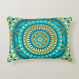 Blauw Goud Fantasie Mandala Accent Kussen