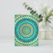 Blauw Goud Fantasie Mandala Briefkaart (Staand voorkant)
