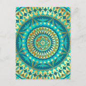 Blauw Goud Fantasie Mandala Briefkaart (Voorkant)