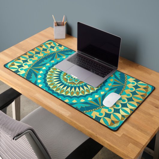 Blauw Goud Fantasie Mandala Bureaumat (Kantoor 2)