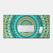 Blauw Goud Fantasie Mandala Bureaumat (Keyboard & Muis)