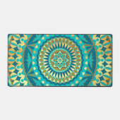 Blauw Goud Fantasie Mandala Bureaumat (Voorkant)
