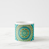 Blauw Goud Fantasie Mandala Espresso Kop (Voorkant)