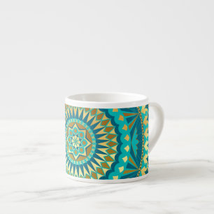 Blauw Goud Fantasie Mandala Espresso Kop