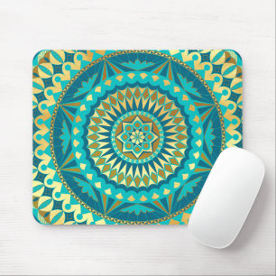 Blauw Goud Fantasie Mandala Muismat
