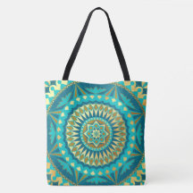Blauw Goud Fantasie Mandala