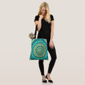 Blauw Goud Fantasie Mandala Tote Bag (Op model)