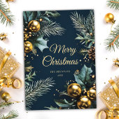 Blauw Goud Feestelijke Elegante Kerst Feestdagenkaart