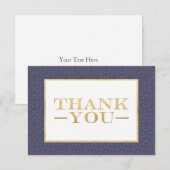 Blauw & Goud Fleur de Lis Wedding Dank u Kaarten (Voorkant / Achterkant)