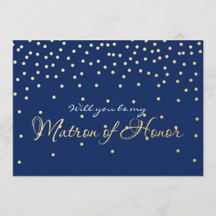 Blauw Goud Folie Confetti MATROON VAN EER Card Kaart