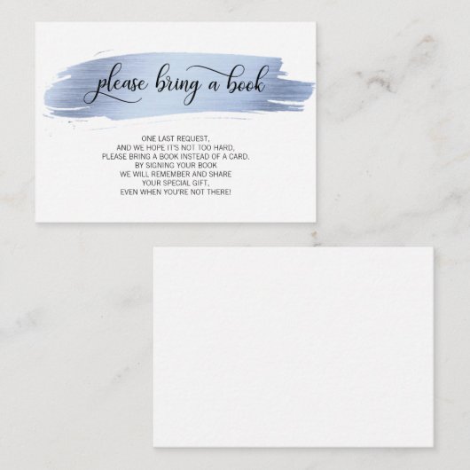 Blauw Goud Folie Help een Boek Meebrengen Baby Sho Informatiekaartje (Voorkant / Achterkant)