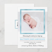 Blauw Goud Folie Nieuwe Baby Jongen Geboortestatis Aankondiging (Voorkant / Achterkant)