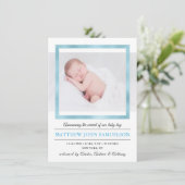 Blauw Goud Folie Nieuwe Baby Jongen Geboortestatis Aankondiging (Staand voorkant)